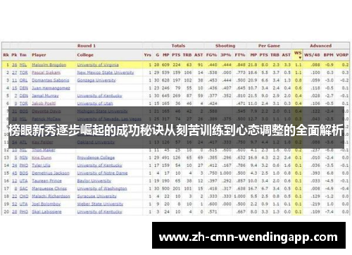 榜眼新秀逐步崛起的成功秘诀从刻苦训练到心态调整的全面解析